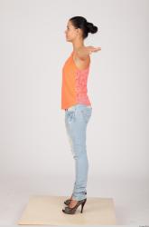 Whole Body Woman T poses Casual Slim Studio photo references